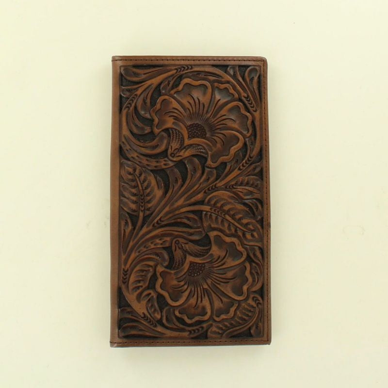 Mens Rodeo Floral Embossed Two Tone WalletBk/Tn