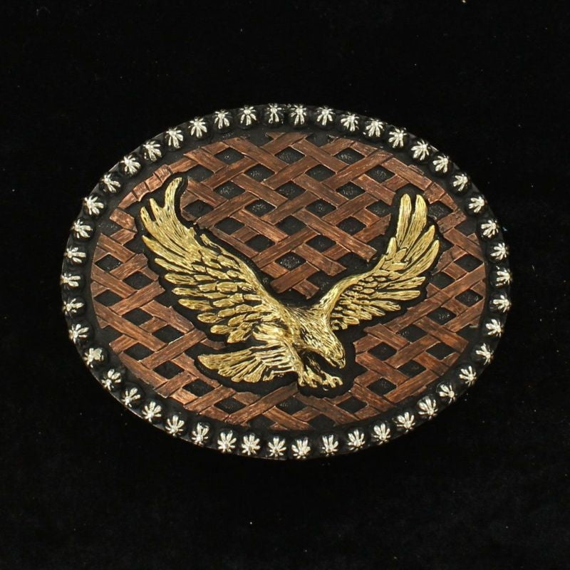 Crumrine Oval Berry Edge Basket Bald Eagle Buckle