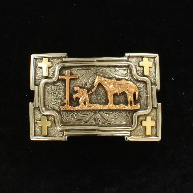 Crumrine Rectangle Smith Edge Cowboy Prayer Buckle