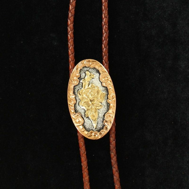 Crumrine Oval 3Tone Scroll Floral Emboss Bolo Ti