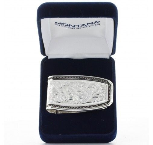 Montana Silversmiths Softly Roped Money ClipBk/Wh