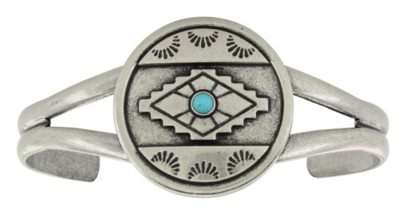 Attitude Jewelry Aztec Eyes Cuff Bracelet Turq/Sil