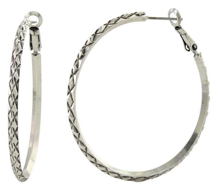 Attitude Jewelry Diamond Cuts Hoop Earrings