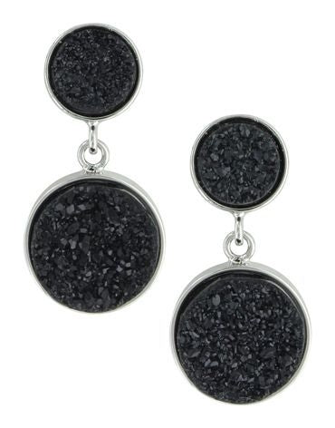 Attitude Jewelry Druzy Glimmer EarringsBk/Wh
