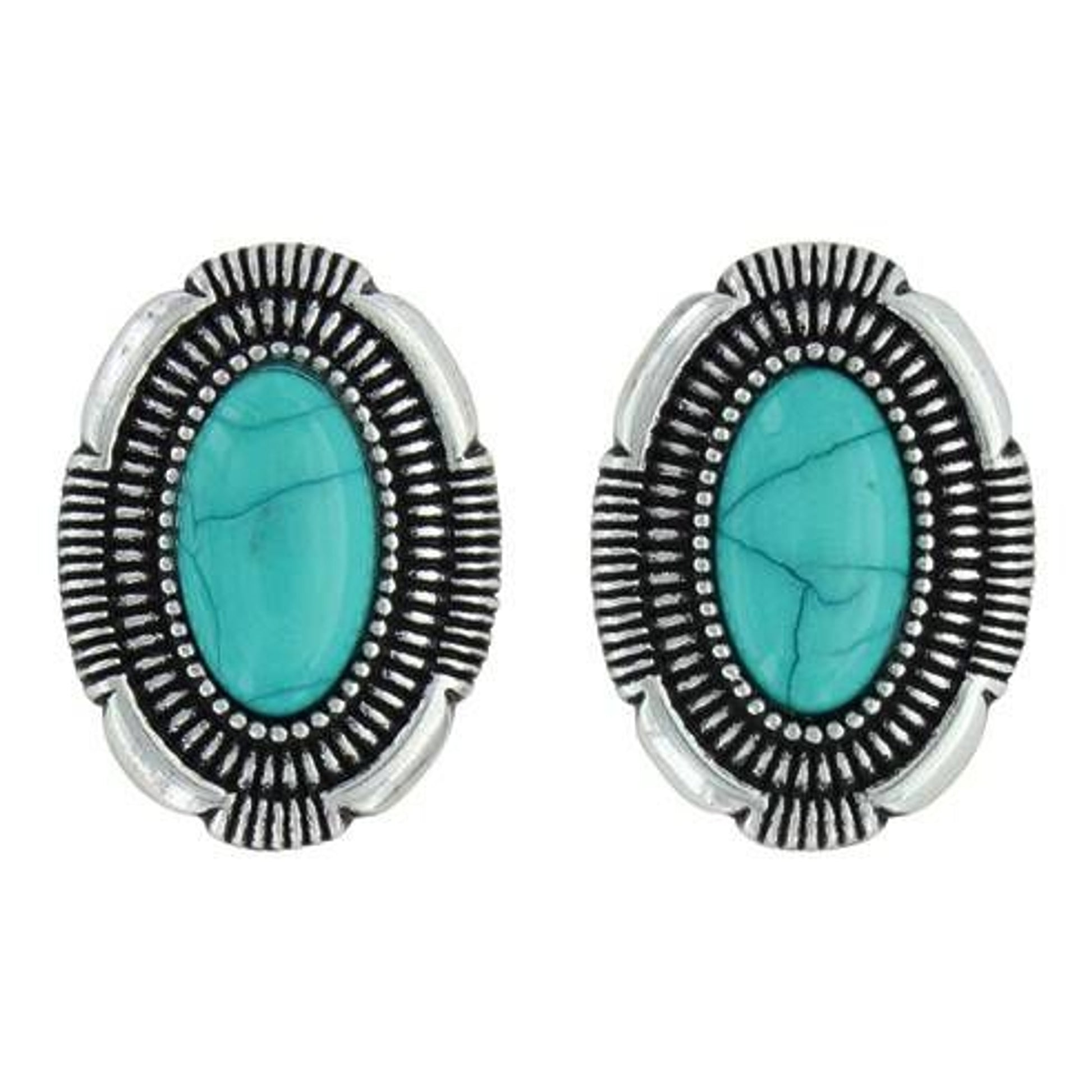 Attitude Southwest Hatched Oval Post Earrings