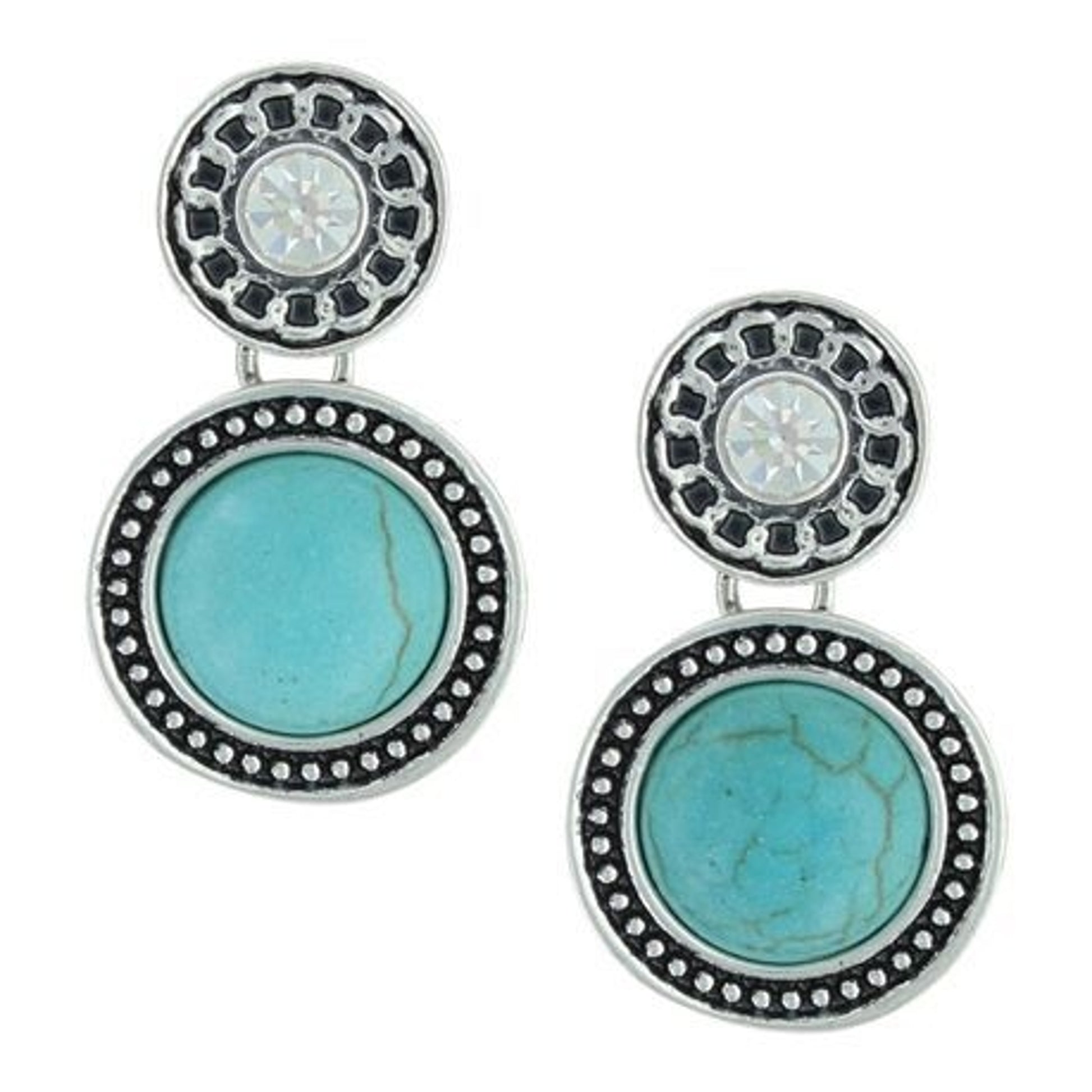 Attitude Jewelry Double Button Drop Earrings