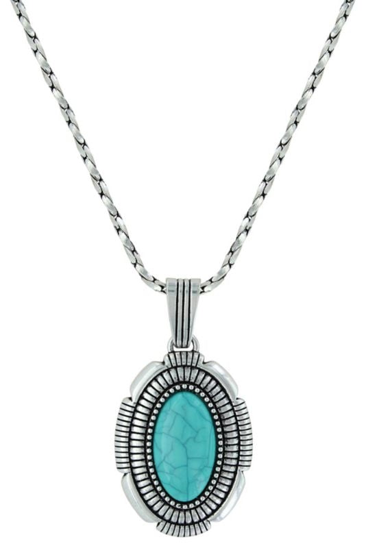 Attitude Southwest Hatched Oval Pendant Necklace