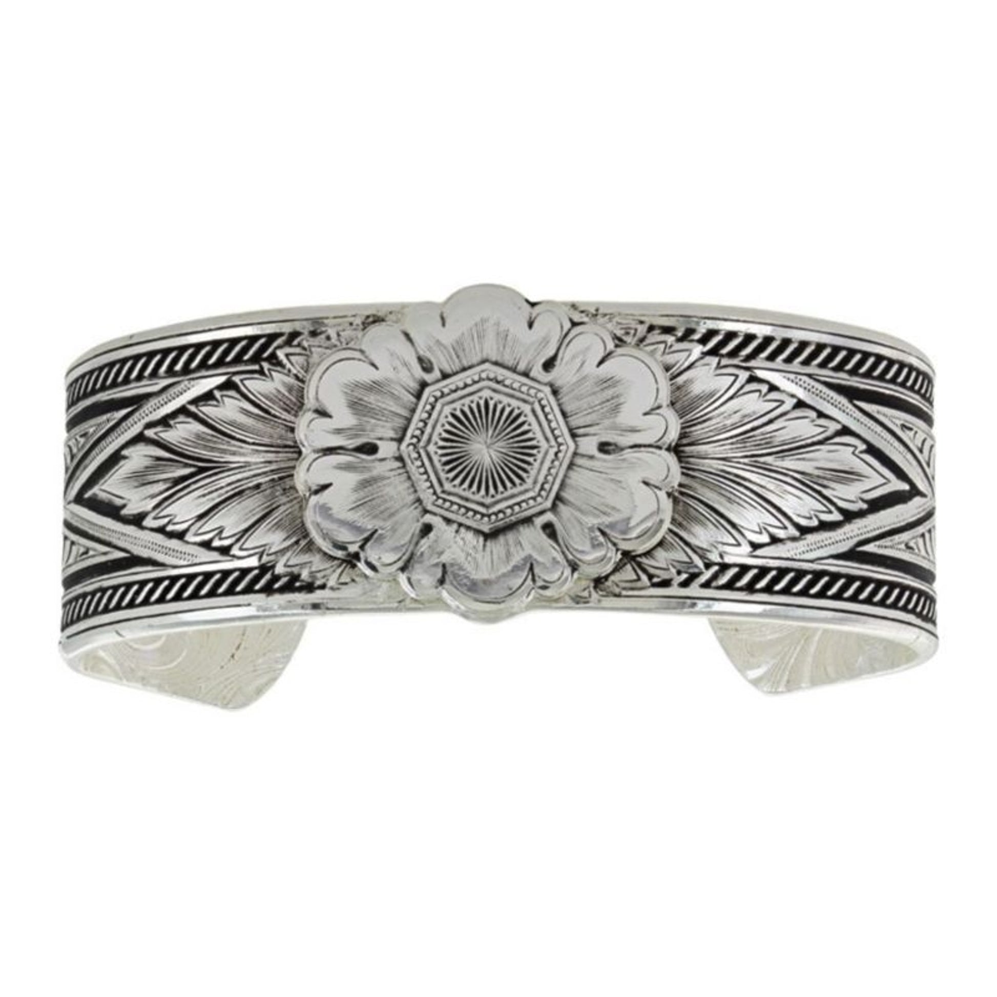 Montana Silversmiths Carved Peony Cuff Bracelet