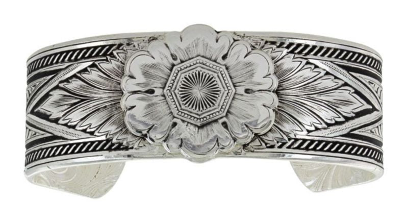 Montana Silversmiths Carved Peony Cuff Bracelet