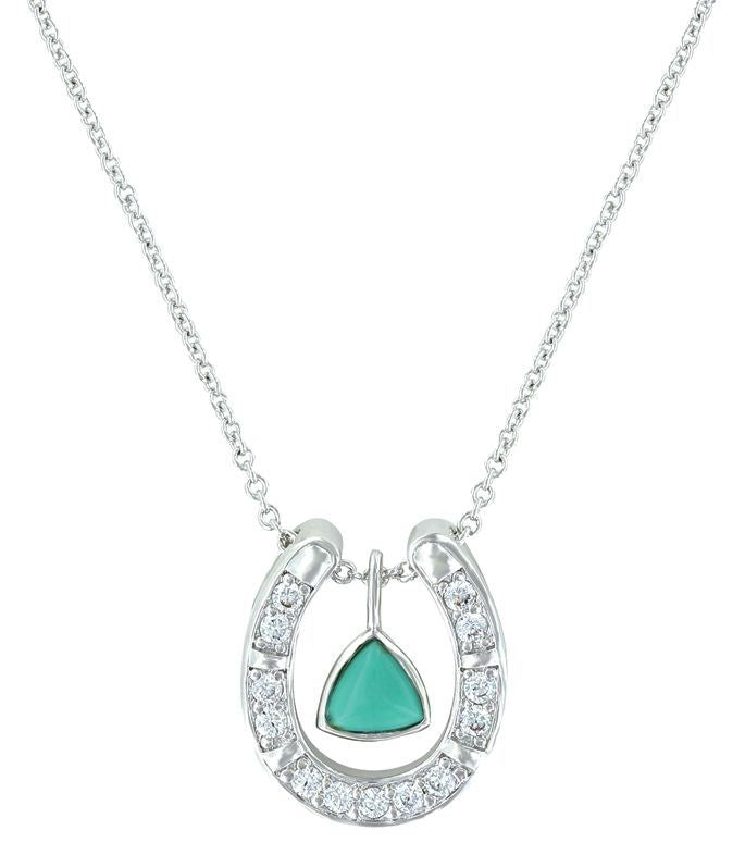 Montana Silver Turq Trillion Horseshoe Necklace
