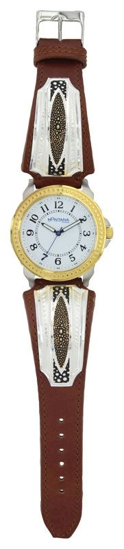 Montana Two Tone River Pebbles Leather Band Watch