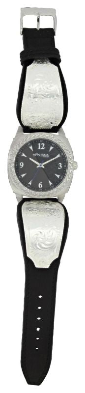 MontanaSilver Stroke Of Midnight Leather BandWatch