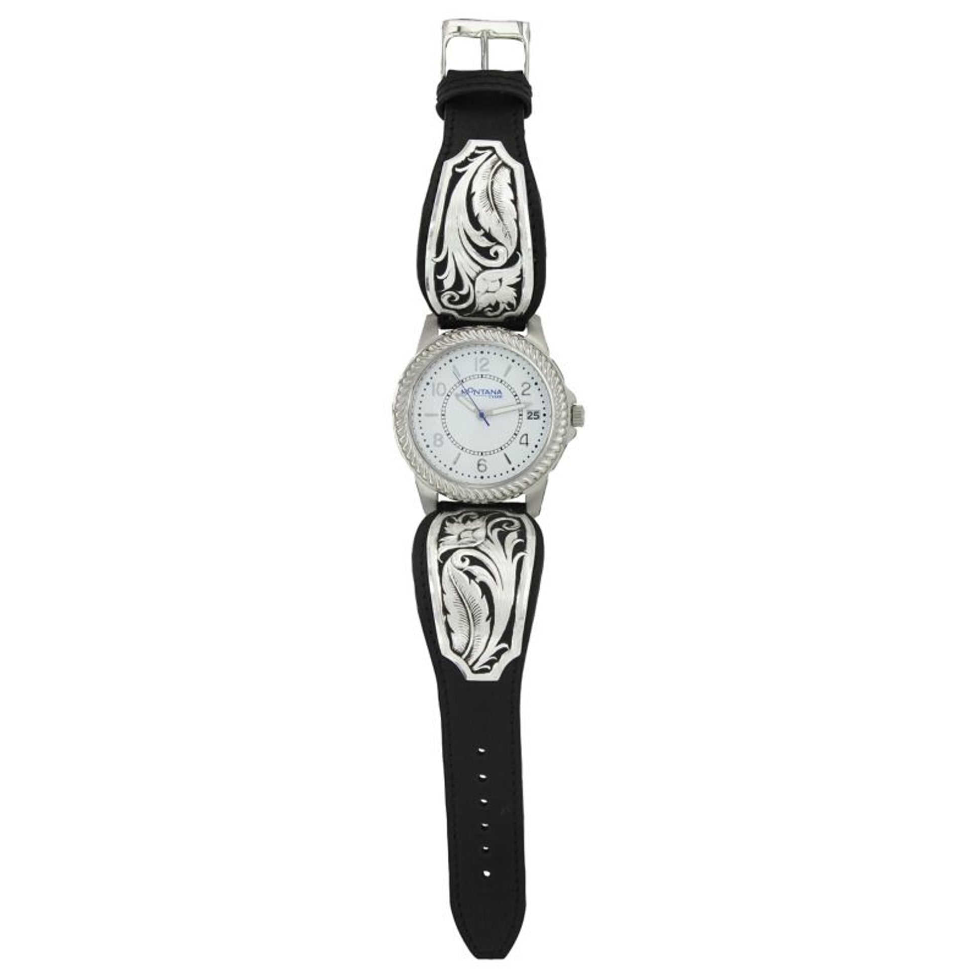 MontanaSilver Leathercut Bowing Floral Dress Watch