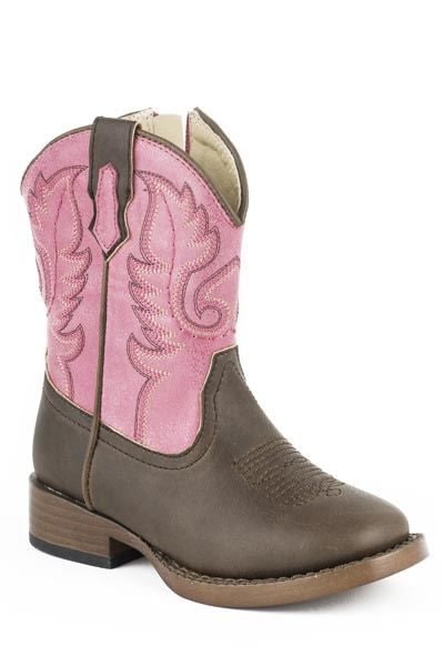 Roper Toddler Texsis W Sq Toe Boots 5 Pnk/Brn