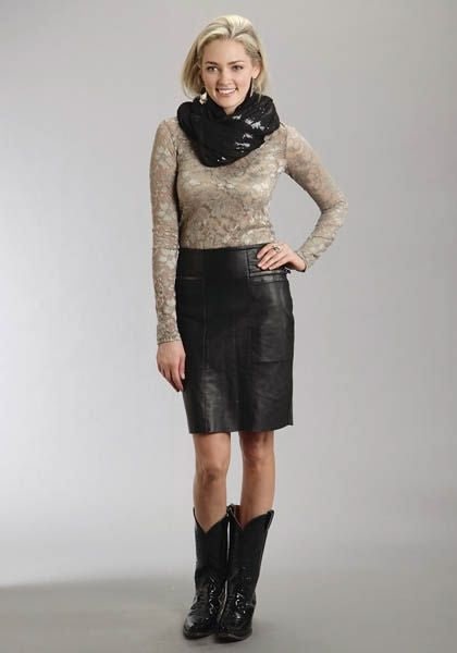 Stetson Ladies i 3 Layer Sequin Knit Scarf Blk