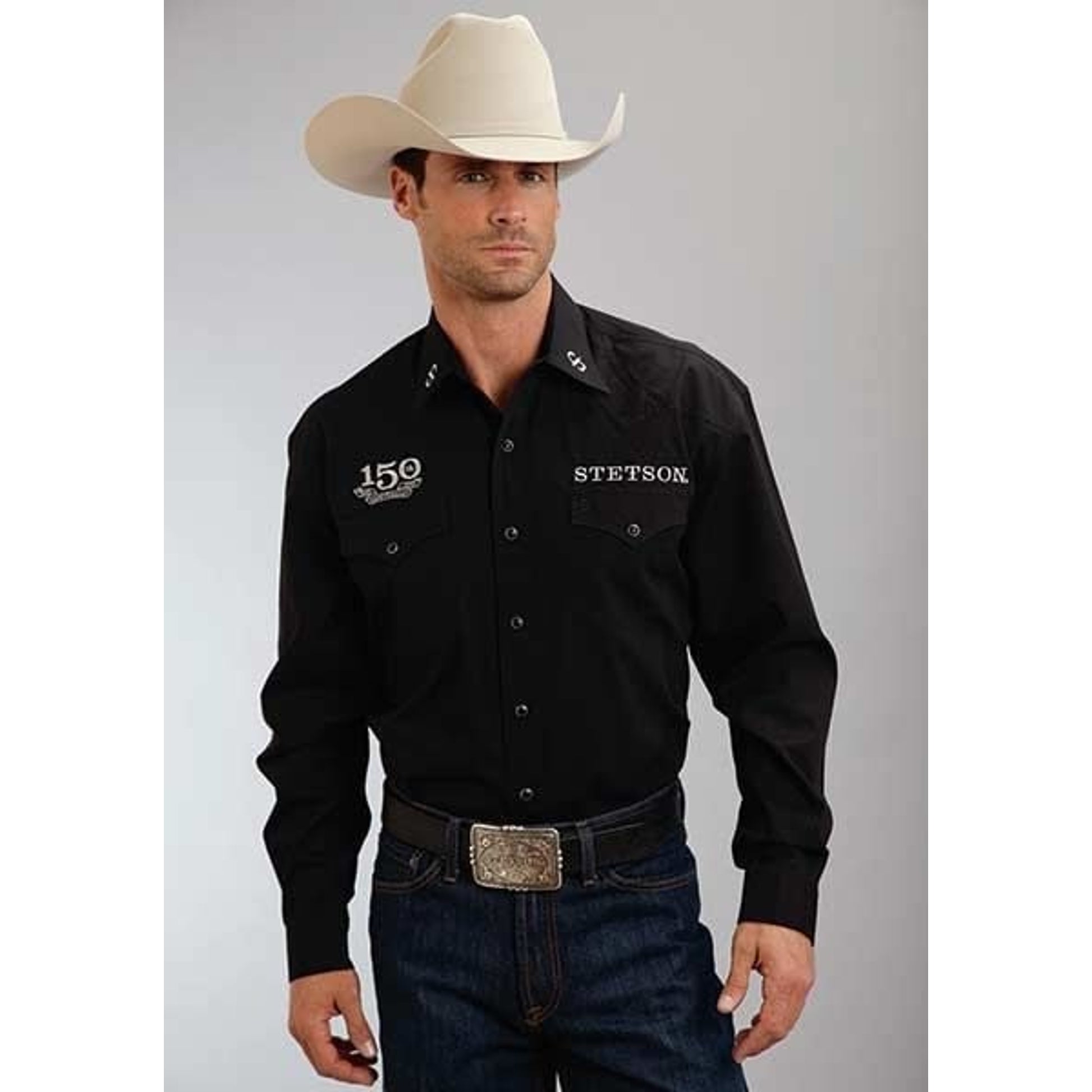 Mens 150Th Anniversay Solid Poplin LS Shirt 2X Blk