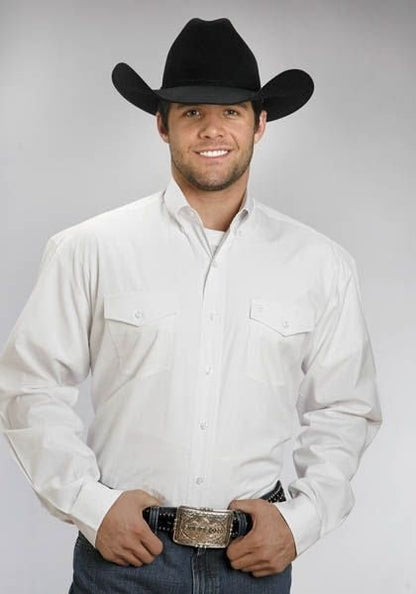 Mens C2 End On End LS Button Shirt Small White