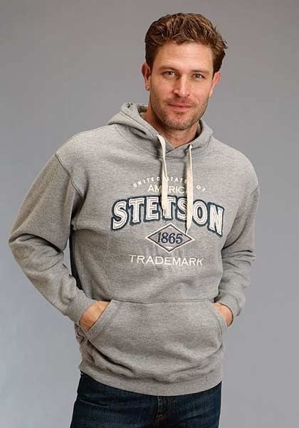 Stetson 1865 Applique Hooded Sweatshirt Large Grey