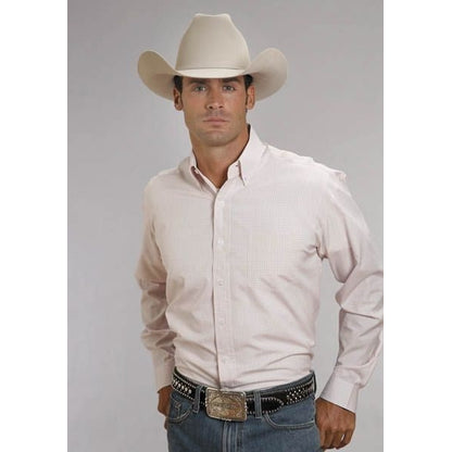 Two Stripe Check Long Sleeve Button Shirt 2X Pink