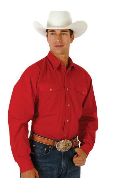 Roper Mens Tall Solid Poplin Button Shirt MdT Red