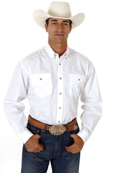 Roper Mens Tall Solid Poplin Button Shirt LgT Wht