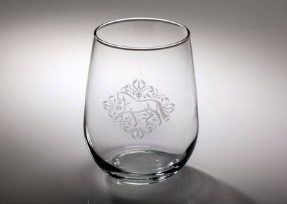 Kelley Floral Etched Stemless Wine Glass
