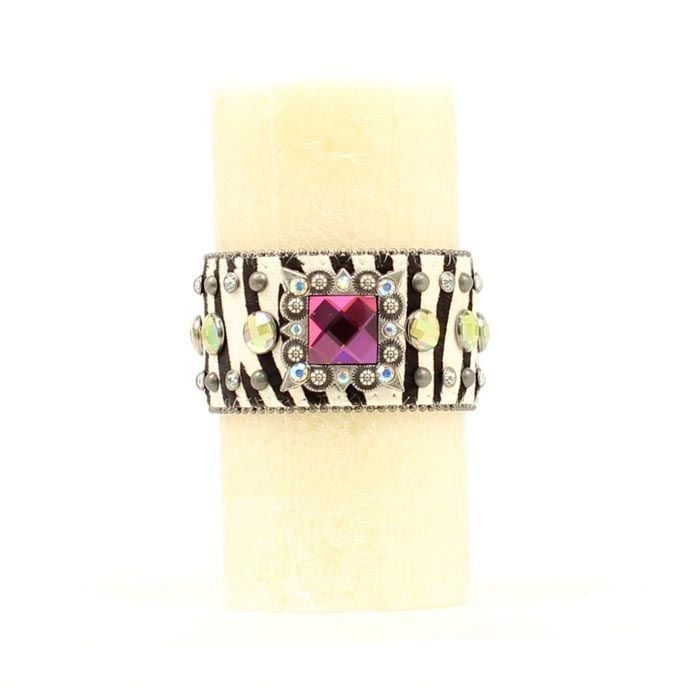 Western Boxed Candle With Zebra Bling WrapBk/Wh
