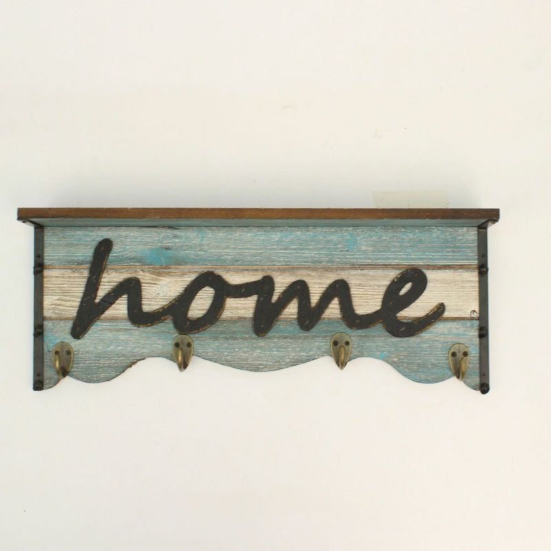 Western Moments Distressed Iv Wood Home ShelfTurq