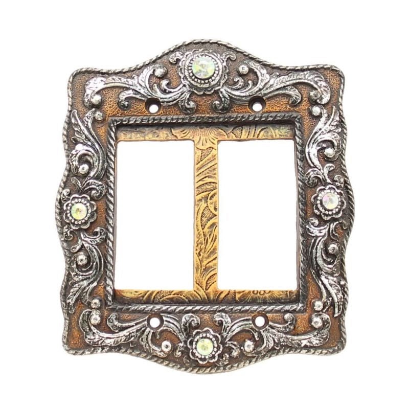 Western Moments Engraved Wide Double Switch Plate