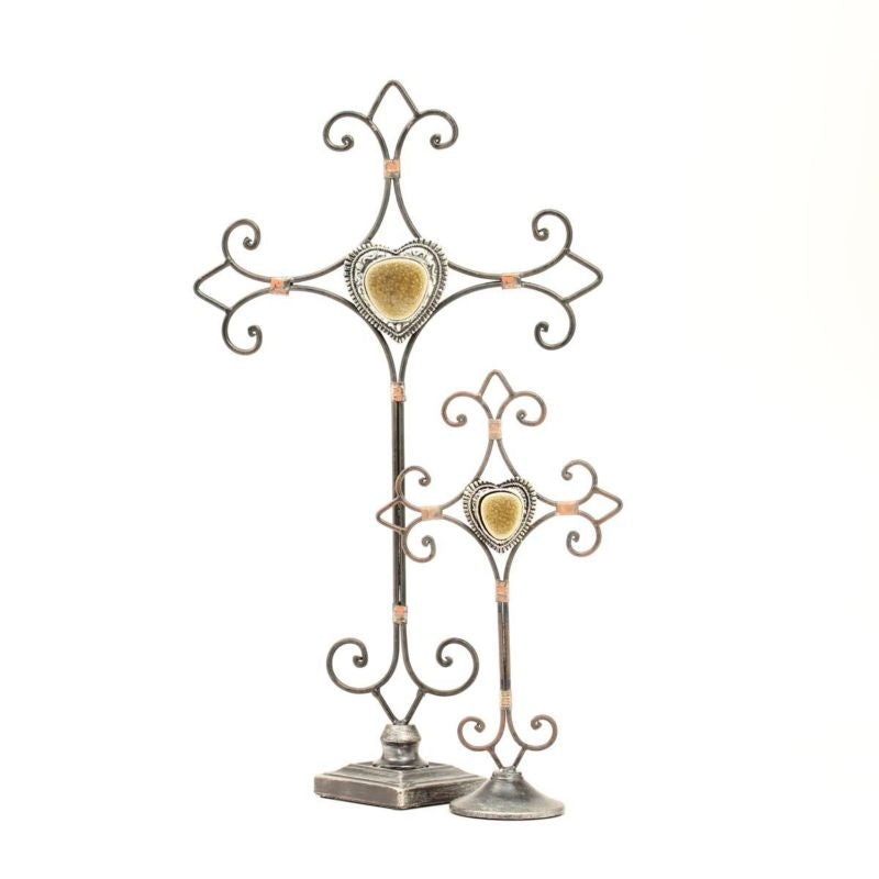 WestMoment Metal Heart/Cross Standing 2 Pc Set