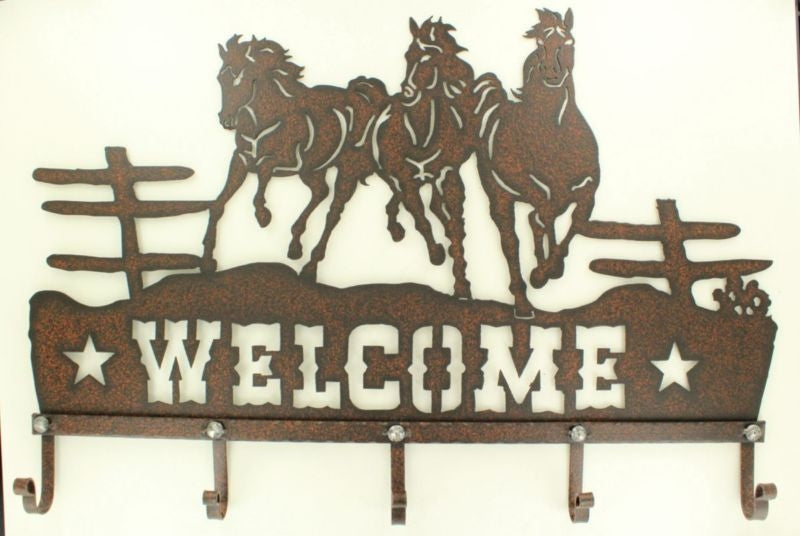 WestMoment Metal Running Horse Welcome Sign/Hooks
