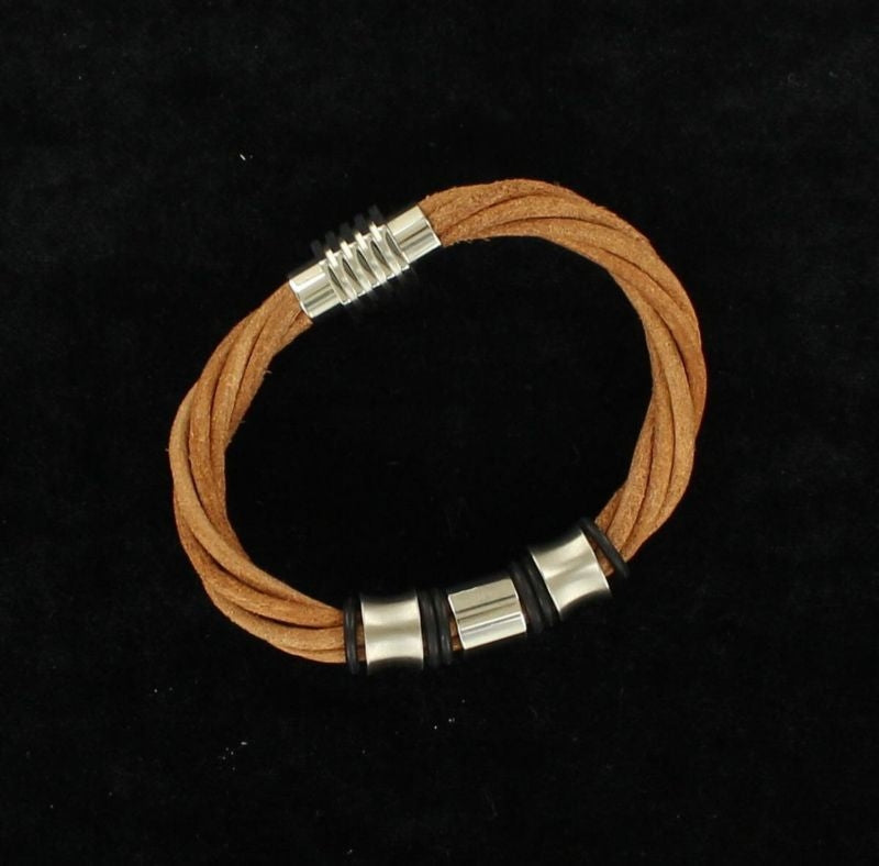 Twister Four Strand Three Silver Bead Bracelet