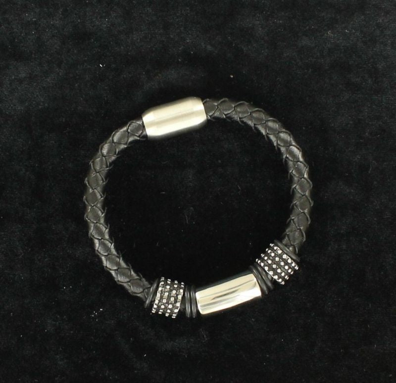 Twister Large Braided BraceletBk/Wh