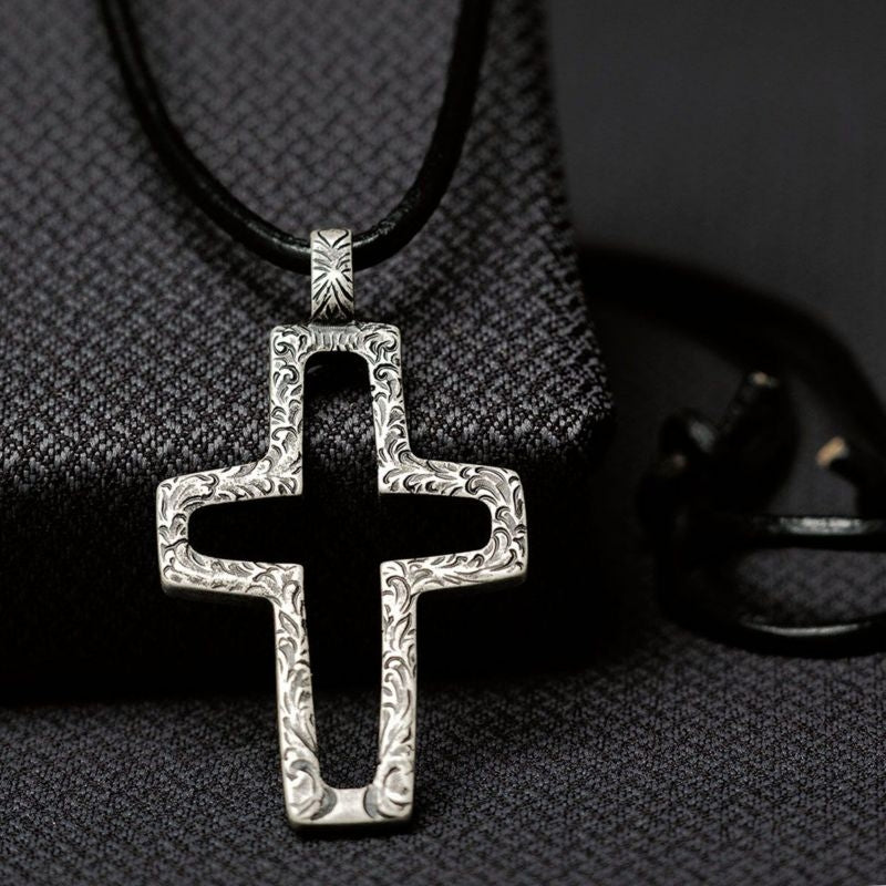 Twister Mens Hammered Cross Rope Necklace 14 - 30