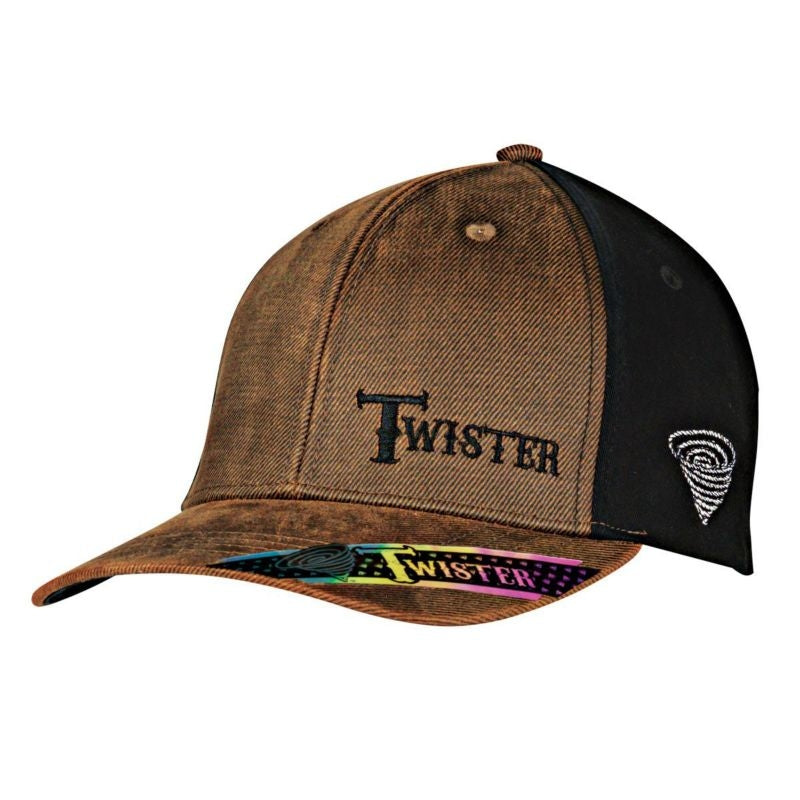 Twister Mens Snap Closure Oilskin Cap Brown