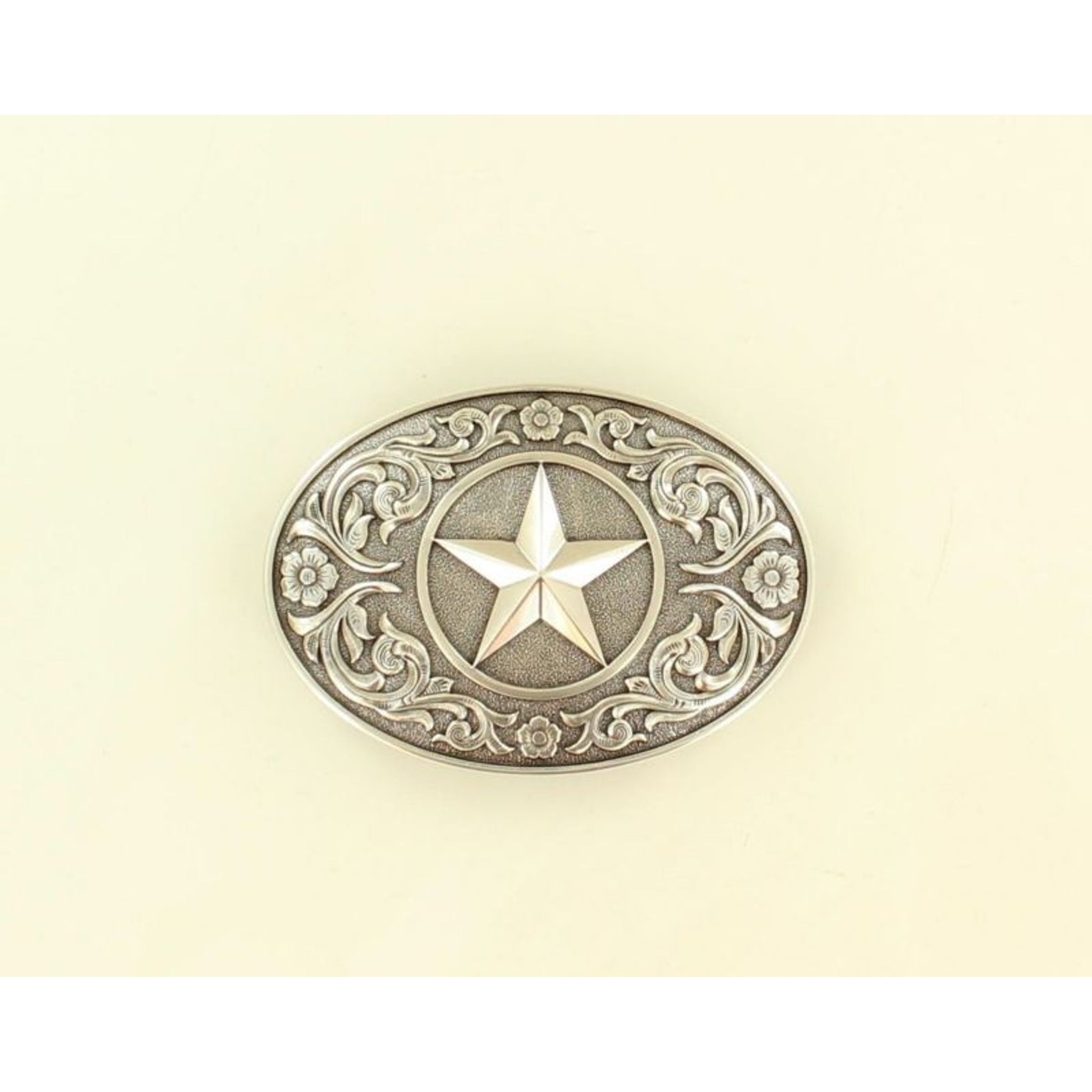 Nocona Mens Oval Star Center Floral Edge Buckle