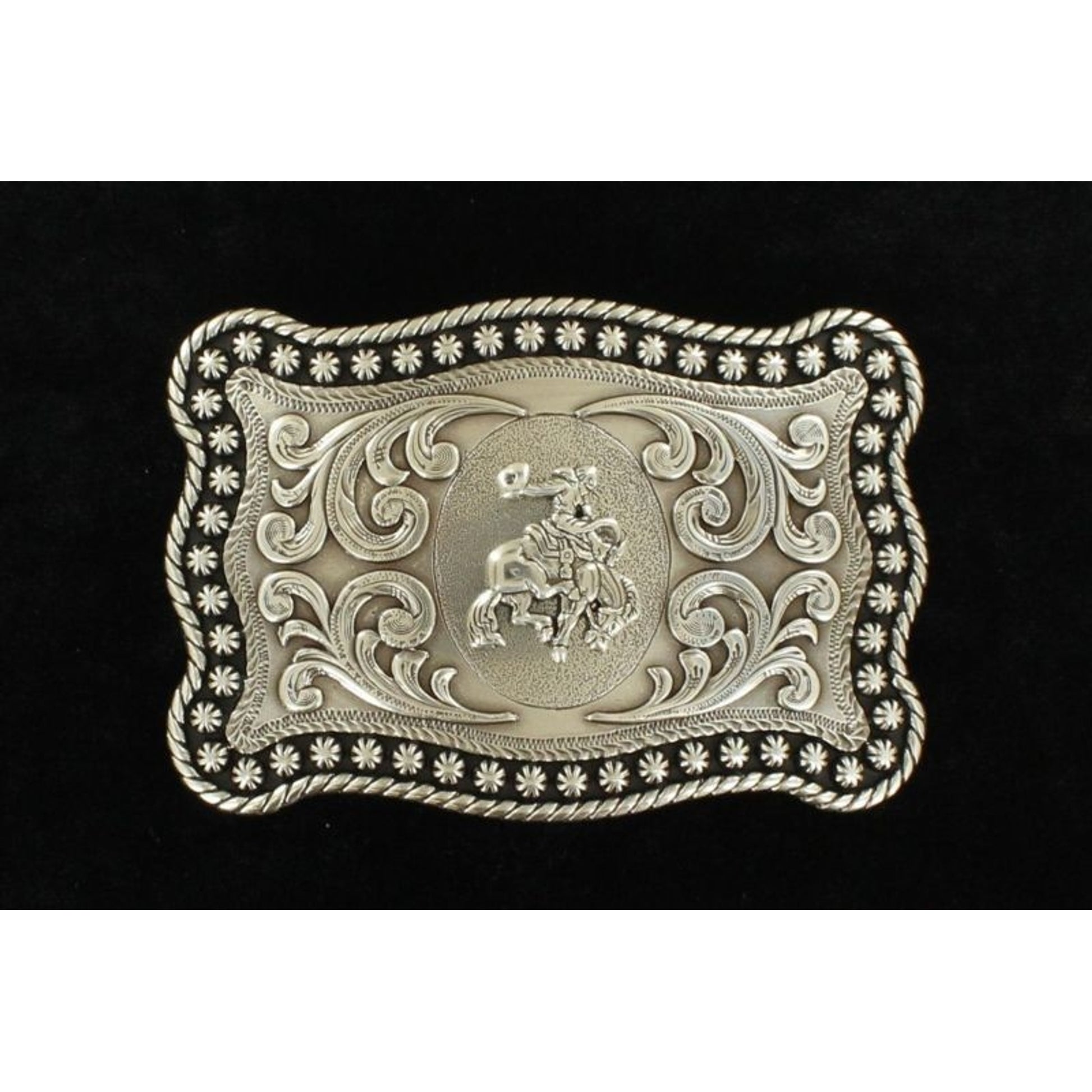 Nocona Mens Rect Berry Saddle Bronco Rodeo Buckle