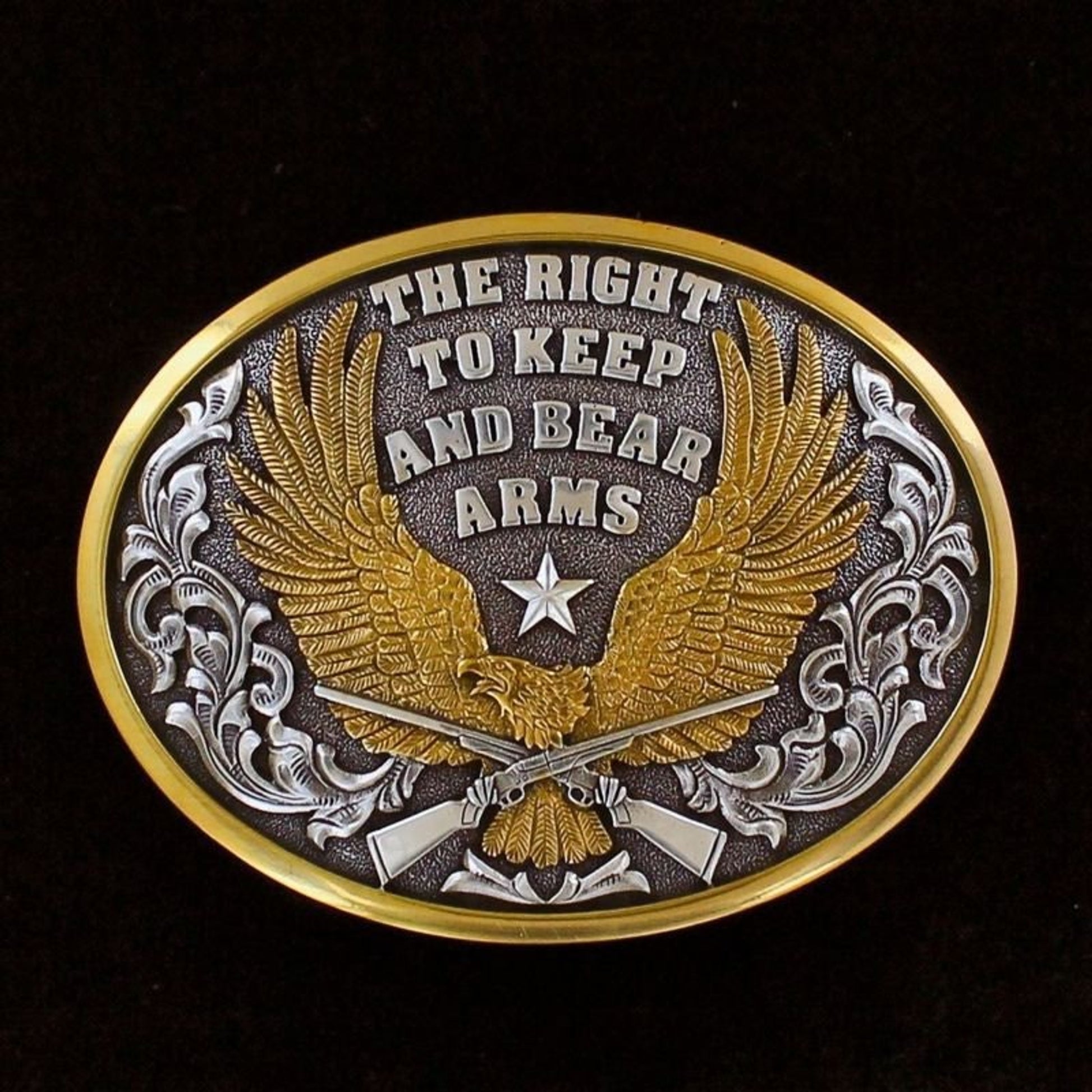 Nocona Oval Eagle Right To Bear Arms Buckle