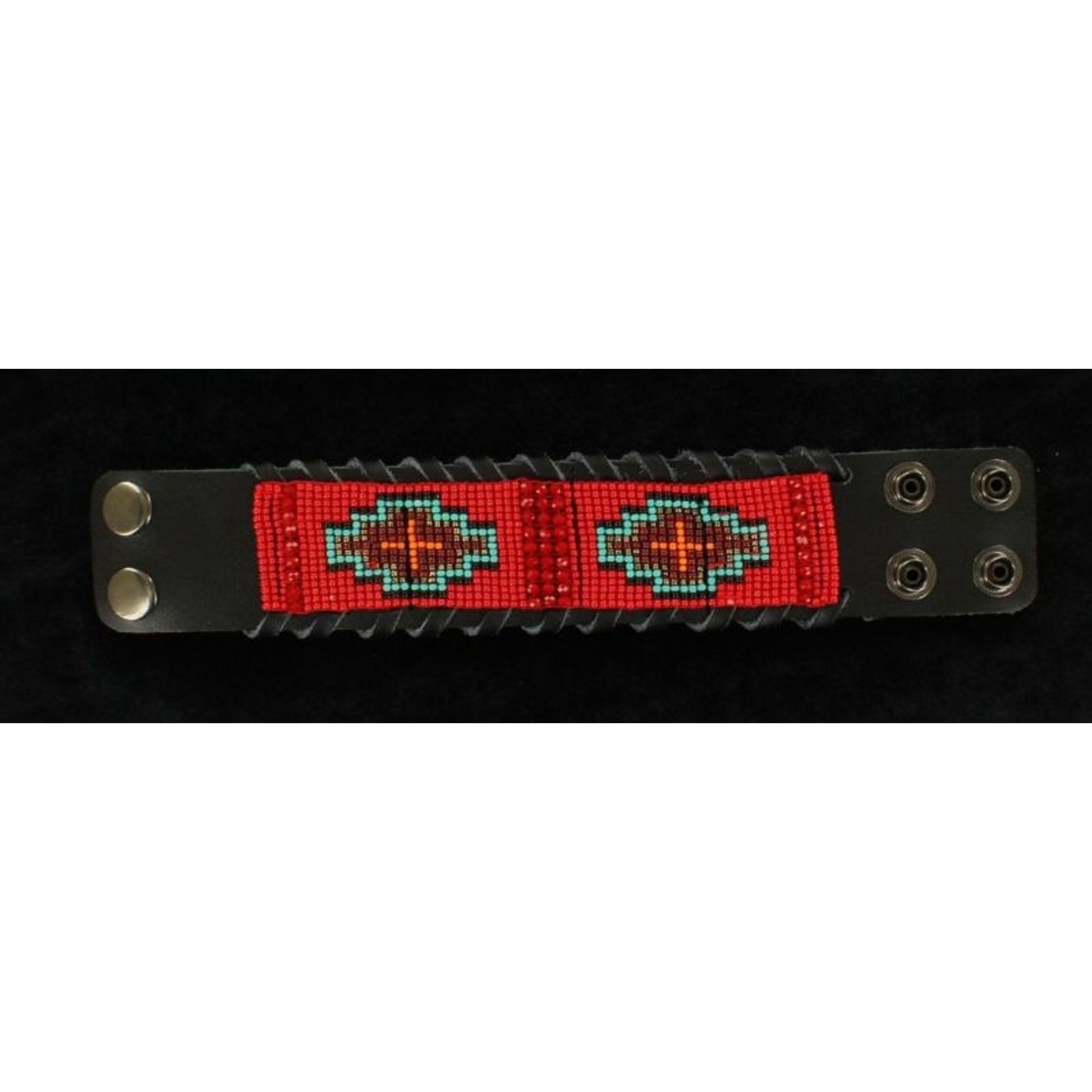 Blazin Roxx Leather Rope Edged Tribal Cuff Red
