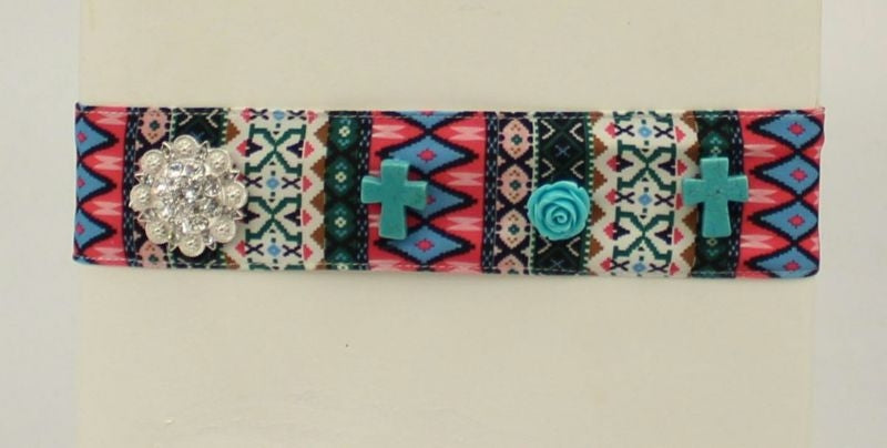 Blazin Roxx Tribal Fabric HeadbandBk/Wh