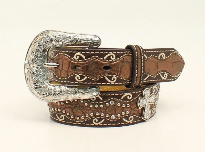 Ariat Girls Metallic Croc And Cross Belt 30