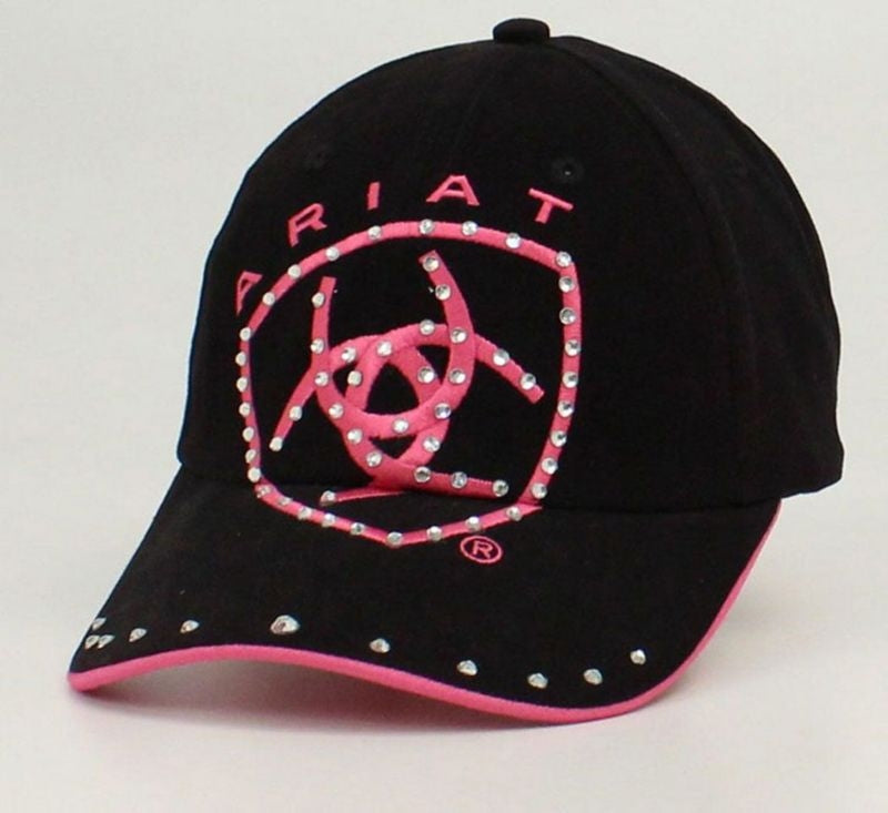 Ladies Velcro Back Big Crystal Logo Cap Blk/Pnk