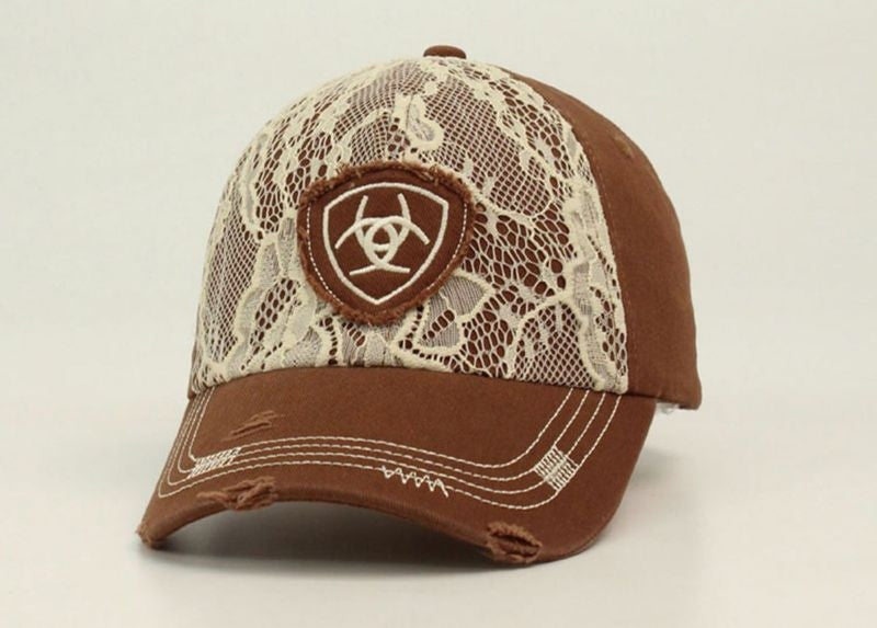 Ariat Ladies Velcro Back Lace Front Logo Cap Brown
