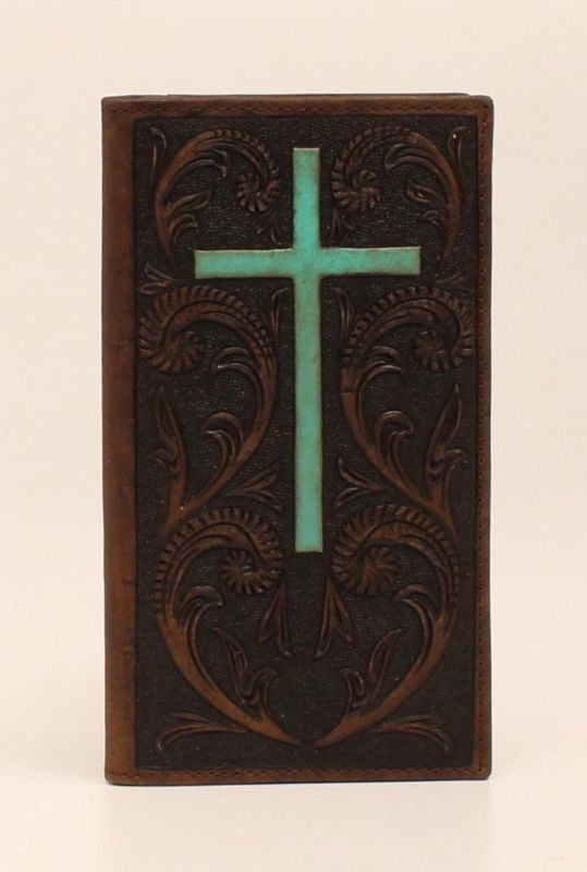 Mens Rodeo Cross Center Embossed WalletTurq/Brn