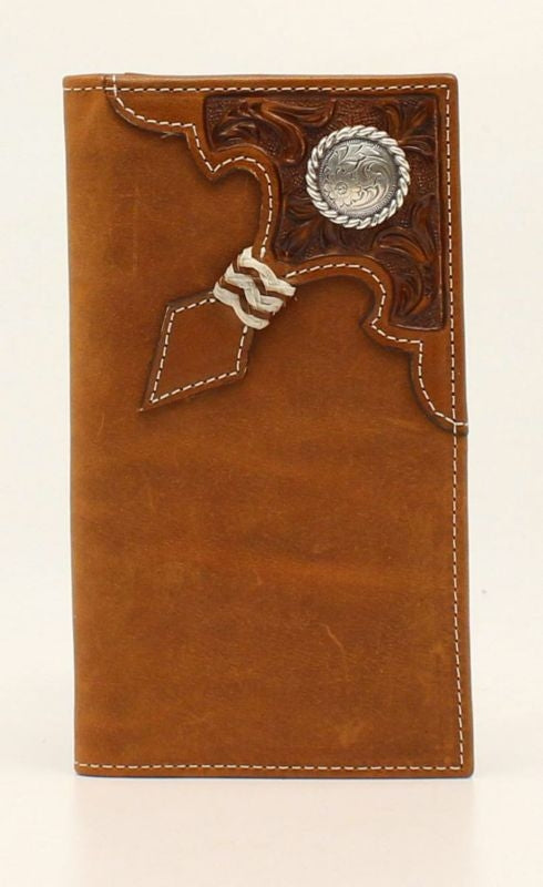 Rodeo Embossed Tab Rawhide Knot Concho WalletBr