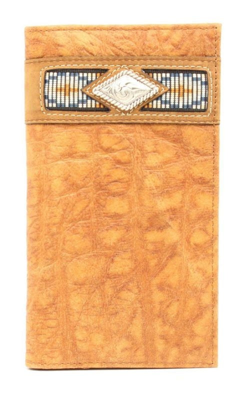 Ariat Mens Rodeo Ribbon Inlay Gator WalletNatural