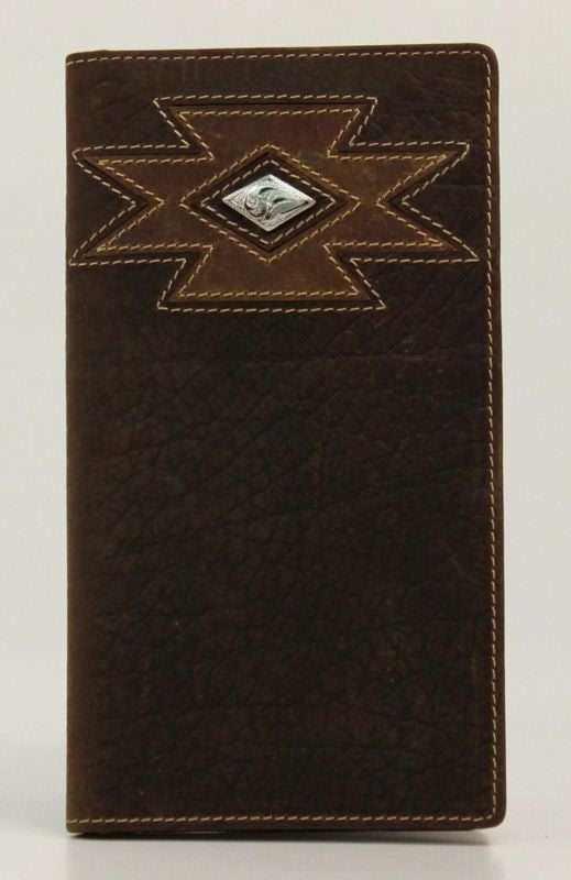 Men Rodeo Stitched Cross Diamond Concho Wallet Brn