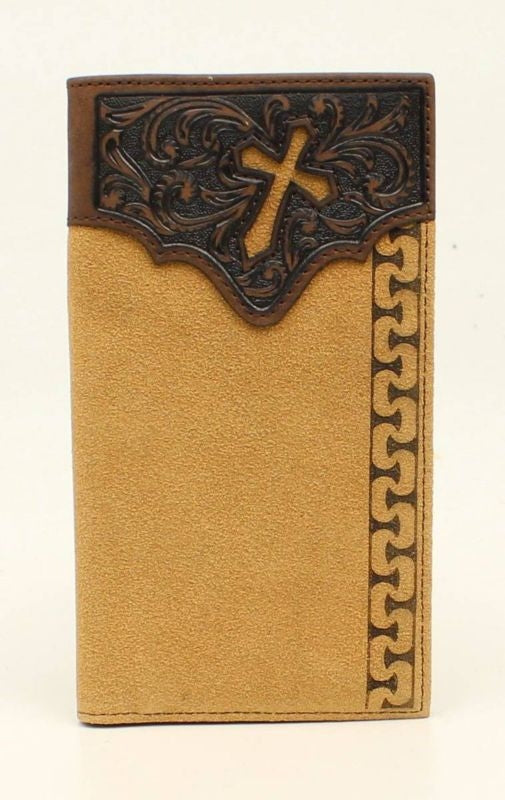 Mens Rodeo Stitched Cross Embossed Tab Wallet