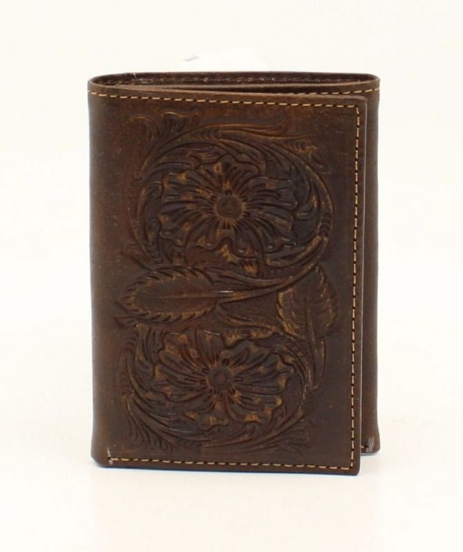Ariat Mens Trifold Floral Embossed WalletBrown