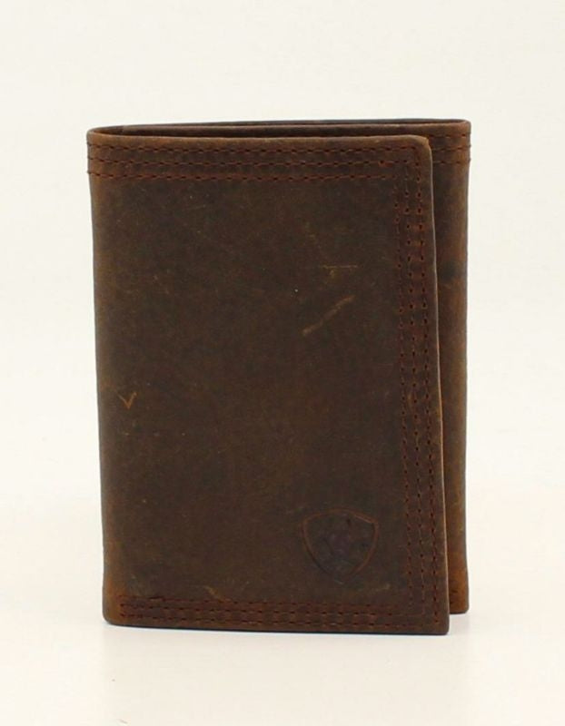 Mens Trifold Triple Stitched Corner Logo WalletBr